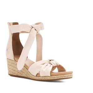 UGG Yarrow Espadrille Wedge Sandal Light Pink Bow Open Toe Shoe